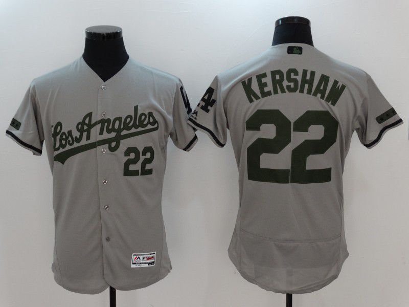 2017 MLB Los Angeles Dodgers #22 Kershaw Grey Elite Commemorative Edition Jerseys->->MLB Jersey